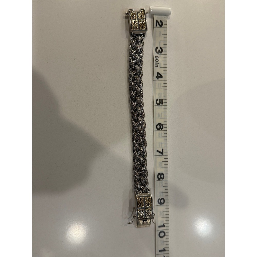 Keith Jack Silver and 10k Gold Norse Forge Dragon Weave Bracelet - Picture 9 of 10